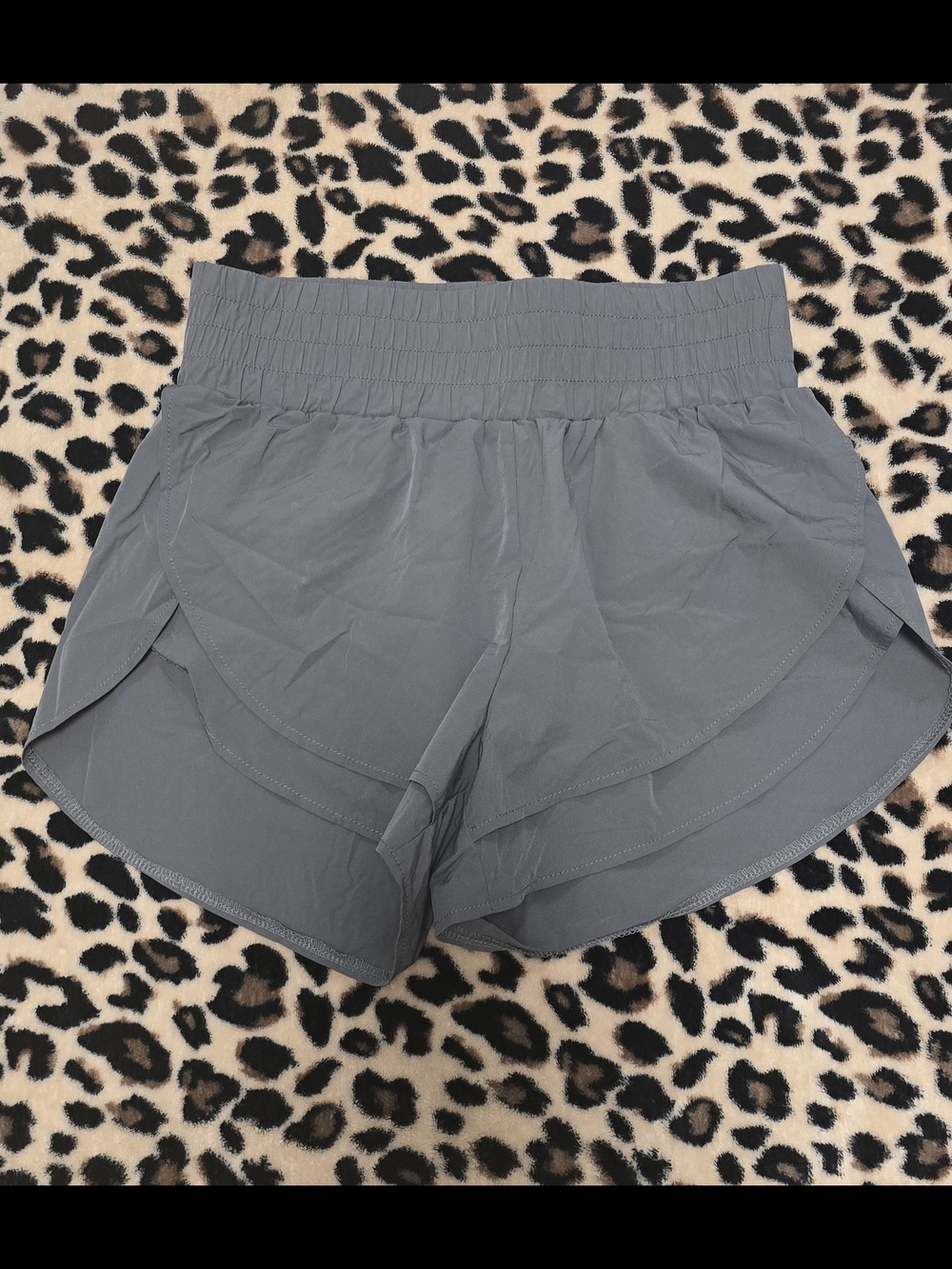 Baleaf Slate Gray High-Waist Layered Athletic Shorts
